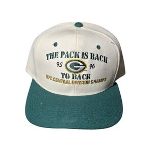 Vintage Green Bay Packers The Pack Is Back Snapback Hat 95 96 NFC Central Champs